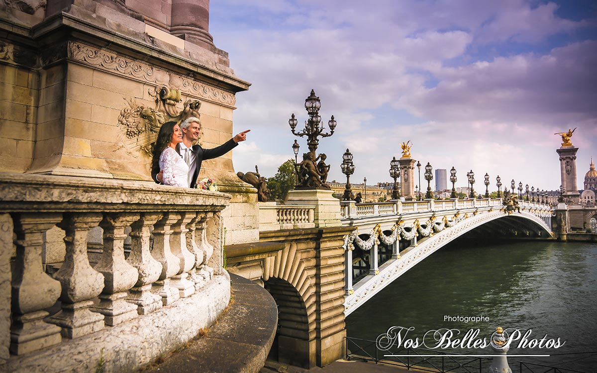 Photo session Day-after wedding Paris Pont Alexandre 3