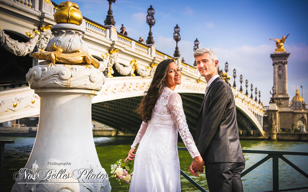 Photo shoot wedding Pont Alexandre 3