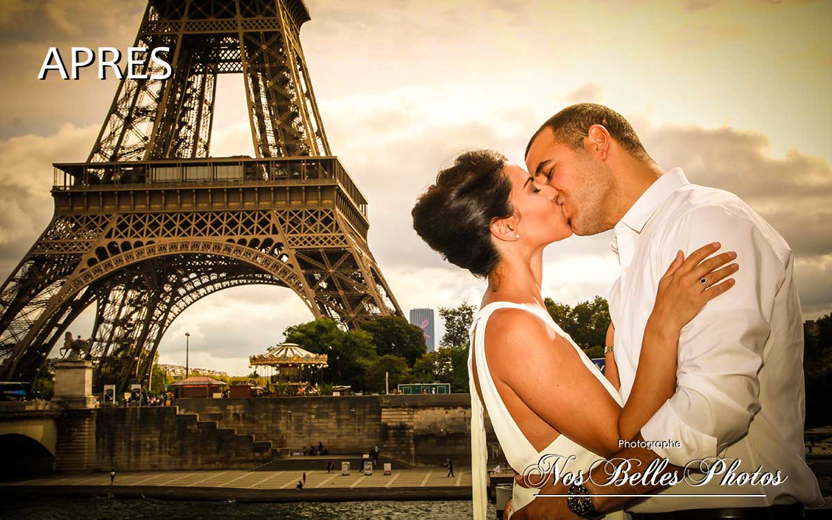 Photographe couple mariage Paris, retouche photo mariage
