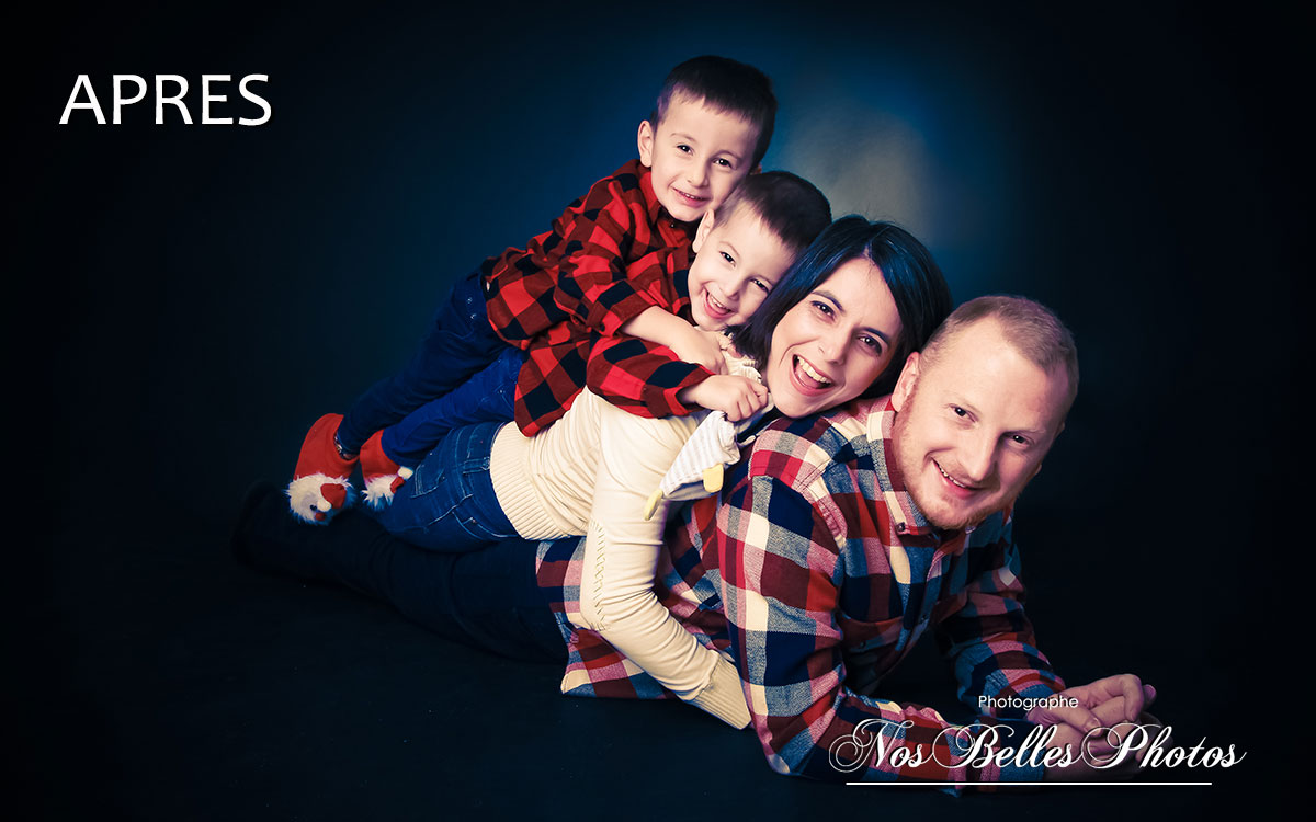 Photographe famille studio Les Mureaux en Yvelines, retouche photo portrait famille