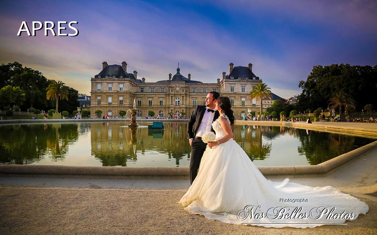 Photographe couple mariage Paris, retouche photo mariage couple